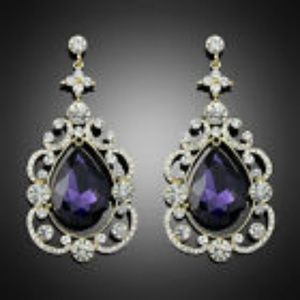 Deep Purple and Crystal Earrings